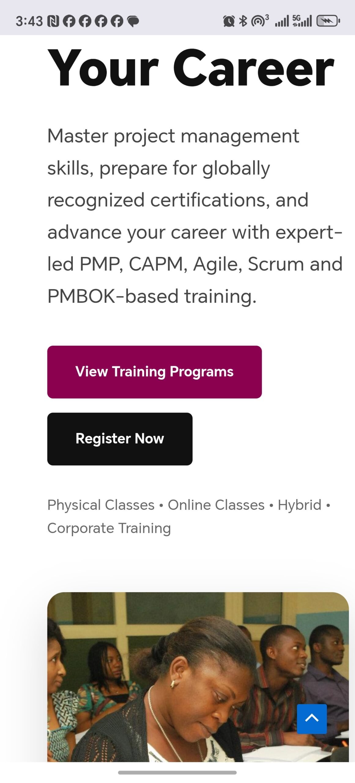 The Learning Edge PM website designed by KizoTech