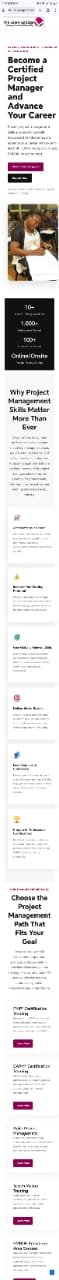 Mobile view of The Learning Edge PM website