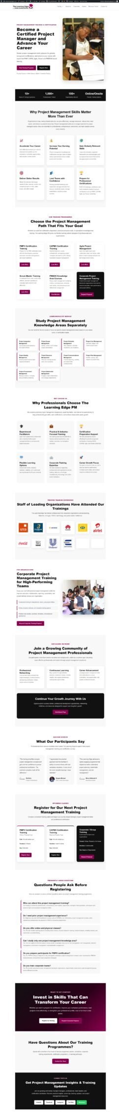 The Learning Edge PM website designed and developed by KizoTech